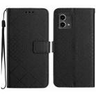 For Motorola Moto G Stylus 2023 4G Rhombic Grid Texture Leather Phone Case(Black) - 1