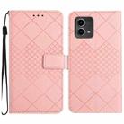 For Motorola Moto G Stylus 2023 4G Rhombic Grid Texture Leather Phone Case(Pink) - 1