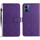 For Motorola Moto G14 4G Rhombic Grid Texture Leather Phone Case(Purple) - 1