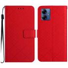 For Motorola Moto G14 4G Rhombic Grid Texture Leather Phone Case(Red) - 1