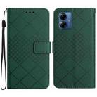 For Motorola Moto G14 4G Rhombic Grid Texture Leather Phone Case(Green) - 1