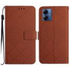 For Motorola Moto G14 4G Rhombic Grid Texture Leather Phone Case(Brown) - 1