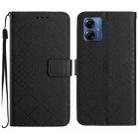 For Motorola Moto G14 4G Rhombic Grid Texture Leather Phone Case(Black) - 1