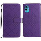 For Motorola Moto G22 4G / E22S 4G Rhombic Grid Texture Leather Phone Case(Purple) - 1