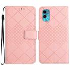 For Motorola Moto G22 4G / E22S 4G Rhombic Grid Texture Leather Phone Case(Pink) - 1