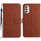 For Motorola Moto G52J 5G Rhombic Grid Texture Leather Phone Case(Brown) - 1