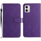 For Motorola Moto G53 5G / G23 4G / G13 4G Rhombic Grid Texture Leather Phone Case(Purple) - 1