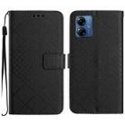 For Motorola Moto G54 5G EU Rhombic Grid Texture Leather Phone Case(Black) - 1