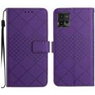 For Motorola Moto G72 4G Rhombic Grid Texture Leather Phone Case(Purple) - 1