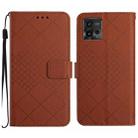 For Motorola Moto G72 4G Rhombic Grid Texture Leather Phone Case(Brown) - 1