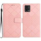 For Motorola Moto G72 4G Rhombic Grid Texture Leather Phone Case(Pink) - 1