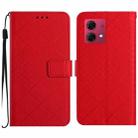 For Motorola Moto G84 5G Rhombic Grid Texture Leather Phone Case(Red) - 1