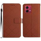 For Motorola Moto G84 5G Rhombic Grid Texture Leather Phone Case(Brown) - 1