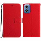 For Motorola Moto G34 5G Rhombic Grid Texture Leather Phone Case(Red) - 1