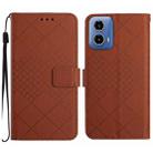 For Motorola Moto G34 5G Rhombic Grid Texture Leather Phone Case(Brown) - 1