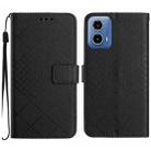 For Motorola Moto G34 5G Rhombic Grid Texture Leather Phone Case(Black) - 1