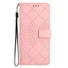 For Motorola Moto G34 5G Rhombic Grid Texture Leather Phone Case(Pink) - 2