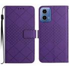 For Motorola Moto G04 / G24 Rhombic Grid Texture Leather Phone Case(Purple) - 1