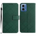 For Motorola Moto G04 / G24 Rhombic Grid Texture Leather Phone Case(Green) - 1