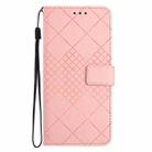 For Motorola Moto G04 / G24 Rhombic Grid Texture Leather Phone Case(Pink) - 2