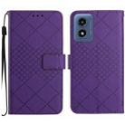 For Motorola Moto G Play 4G 2024 Rhombic Grid Texture Leather Phone Case(Purple) - 1