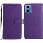 For Motorola Moto G Stylus 5G 2024 Rhombic Grid Texture Leather Phone Case(Purple) - 1