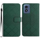 For Motorola Moto E14 Rhombic Grid Texture Leather Phone Case(Green) - 1