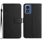 For Motorola Moto E14 Rhombic Grid Texture Leather Phone Case(Black) - 1