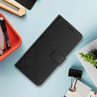 For Motorola Moto E14 Rhombic Grid Texture Leather Phone Case(Black) - 2