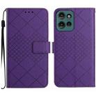 For Motorola Edge 50 5G Rhombic Grid Texture Leather Phone Case(Purple) - 1