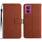 For Motorola Moto G55 5G Rhombic Grid Texture Leather Phone Case(Brown) - 1