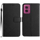 For Motorola Moto G55 5G Rhombic Grid Texture Leather Phone Case(Black) - 1