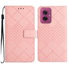 For Motorola Moto G55 5G Rhombic Grid Texture Leather Phone Case(Pink) - 1