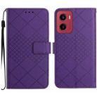 For Motorola Moto G05 Rhombic Grid Texture Leather Phone Case(Purple) - 1