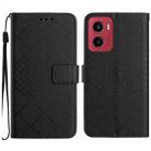 For Motorola Moto G05 Rhombic Grid Texture Leather Phone Case(Black) - 1