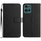 For Motorola Moto G15 Rhombic Grid Texture Leather Phone Case(Black) - 1