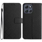 For Motorola Moto G56 5G Rhombic Grid Texture Leather Phone Case(Black) - 1