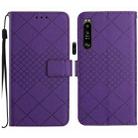 For Sony Xperia 1 III Rhombic Grid Texture Leather Phone Case(Purple) - 1