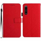 For Sony Xperia 1 III Rhombic Grid Texture Leather Phone Case(Red) - 1