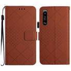 For Sony Xperia 1 III Rhombic Grid Texture Leather Phone Case(Brown) - 1