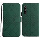 For Sony Xperia 1 IV Rhombic Grid Texture Leather Phone Case(Green) - 1