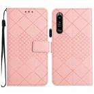 For Sony Xperia 1 IV Rhombic Grid Texture Leather Phone Case(Pink) - 1