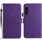 For Sony Xperia 1 V Rhombic Grid Texture Leather Phone Case(Purple) - 1