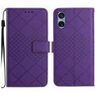 For Sony Xperia 5 V Rhombic Grid Texture Leather Phone Case(Purple) - 1