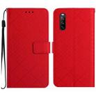 For Sony Xperia 10 III / 10 III Lite Rhombic Grid Texture Leather Phone Case(Red) - 1