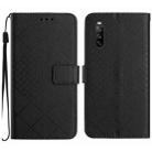For Sony Xperia 10 III / 10 III Lite Rhombic Grid Texture Leather Phone Case(Black) - 1