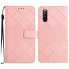 For Sony Xperia 10 IV Rhombic Grid Texture Leather Phone Case(Pink) - 1