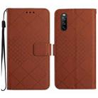 For Sony Xperia 10 V Rhombic Grid Texture Leather Phone Case(Brown) - 1