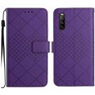 For Sony Xperia 10 VI Rhombic Grid Texture Leather Phone Case(Purple) - 1