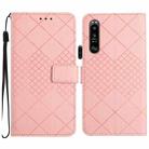 For Sony Xperia 1 VI Rhombic Grid Texture Leather Phone Case(Pink) - 1